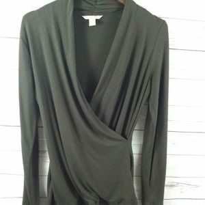 Banana Republic Wrap Tunic Top Green in Women